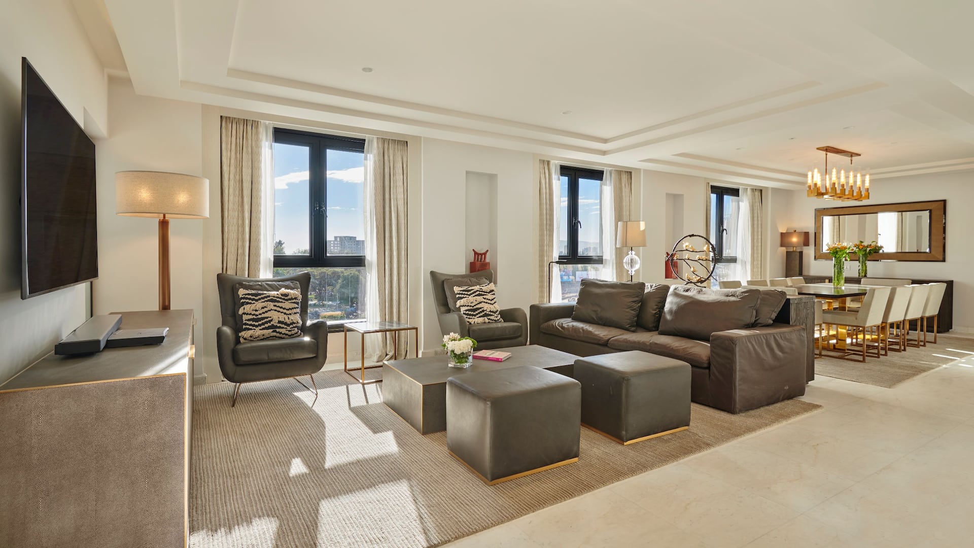 Luxurious living room in the Presidential Suite at Hyatt Regency Addis Ababa, featuring elegant furnishings and a refined ambiance