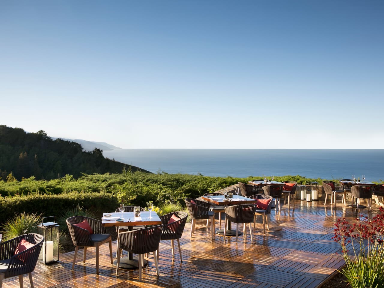 The Sur House restaurant terrace overlooking the ocean