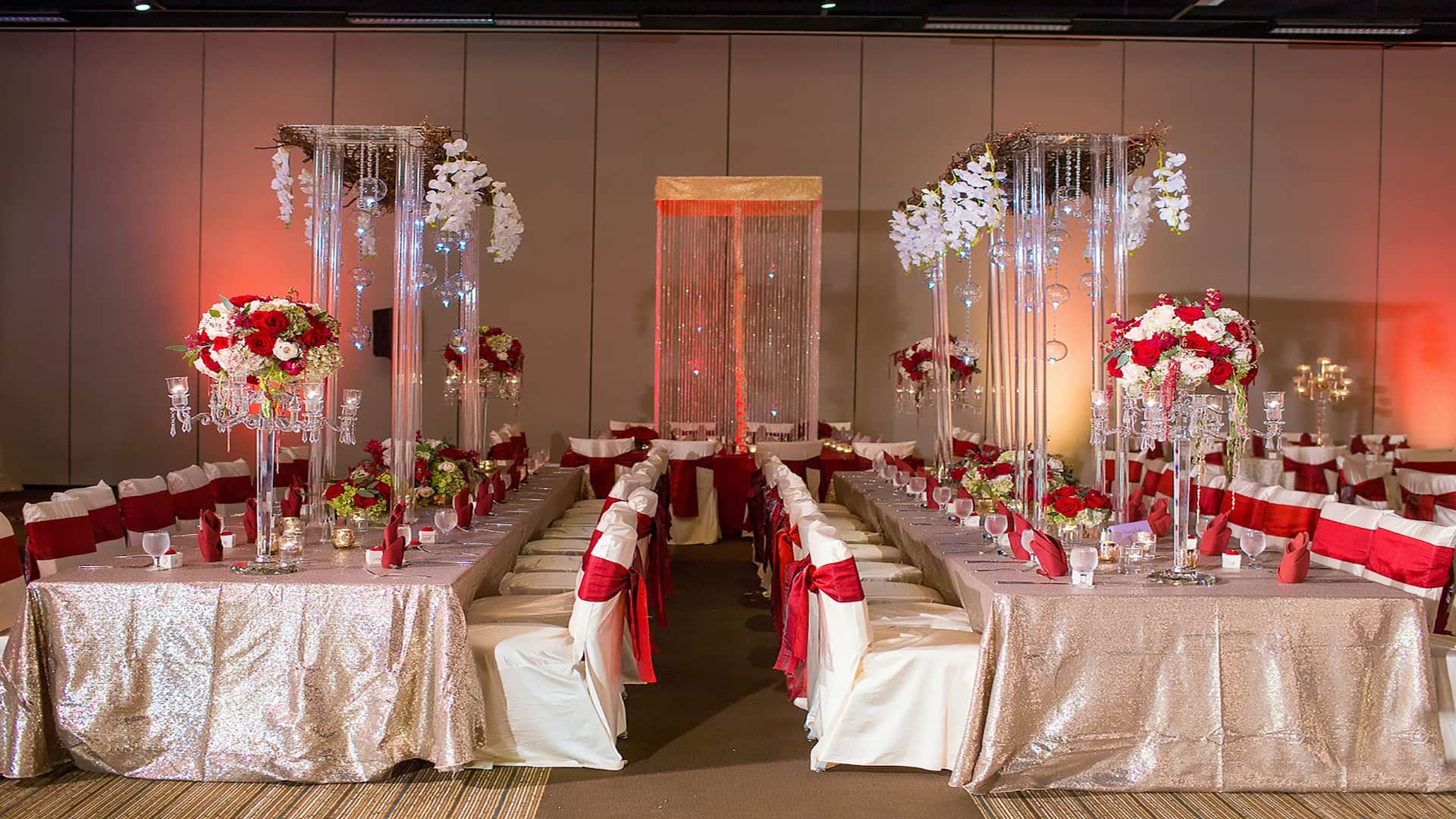 Hyatt Regency Houston Red and White Wedding Setup