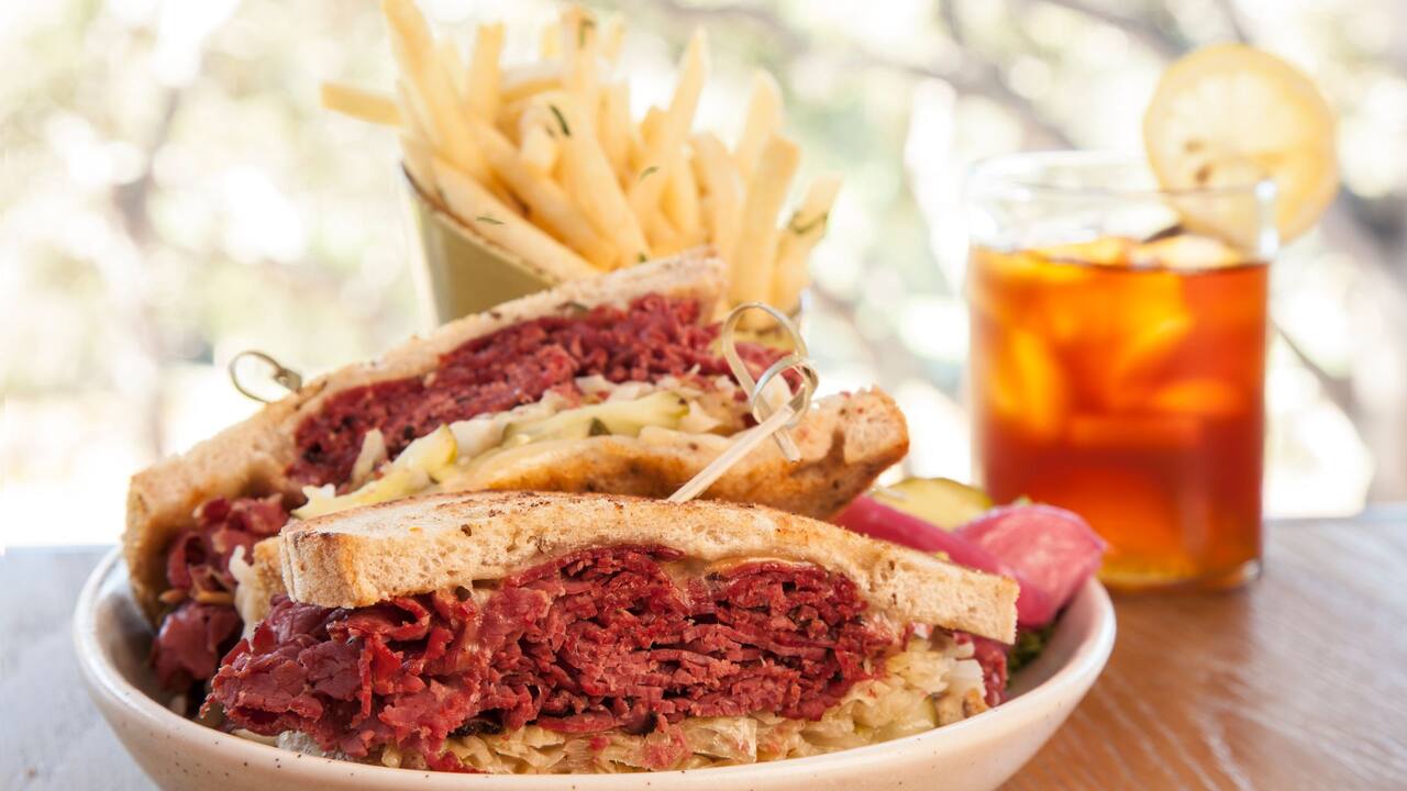 The Clubhouse Grill reuben sandwich and fries
