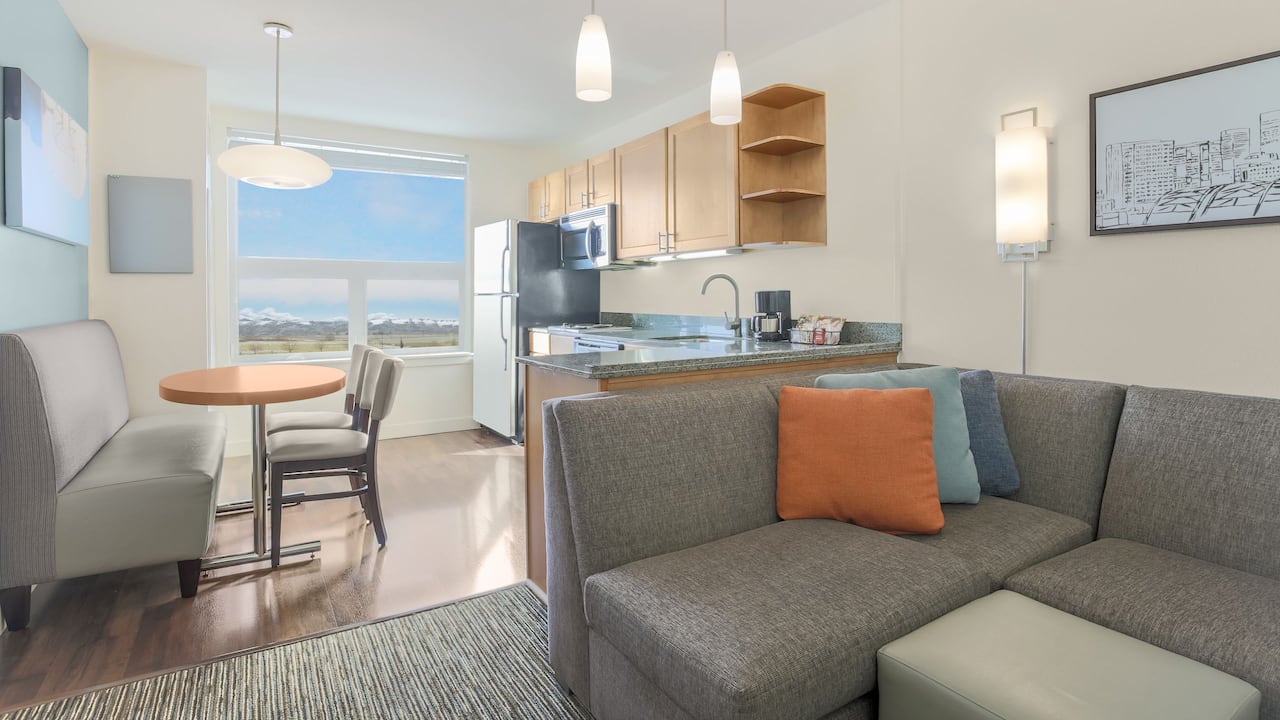 Hyatt House Denver Airport King Suite with Mountain View Living Room