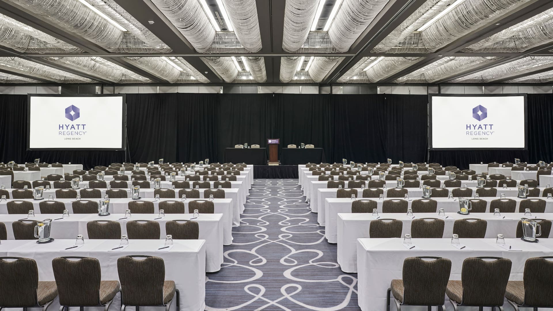 Hyatt Regency Long Beach Regency Ballroom Classroom Setup With Podium