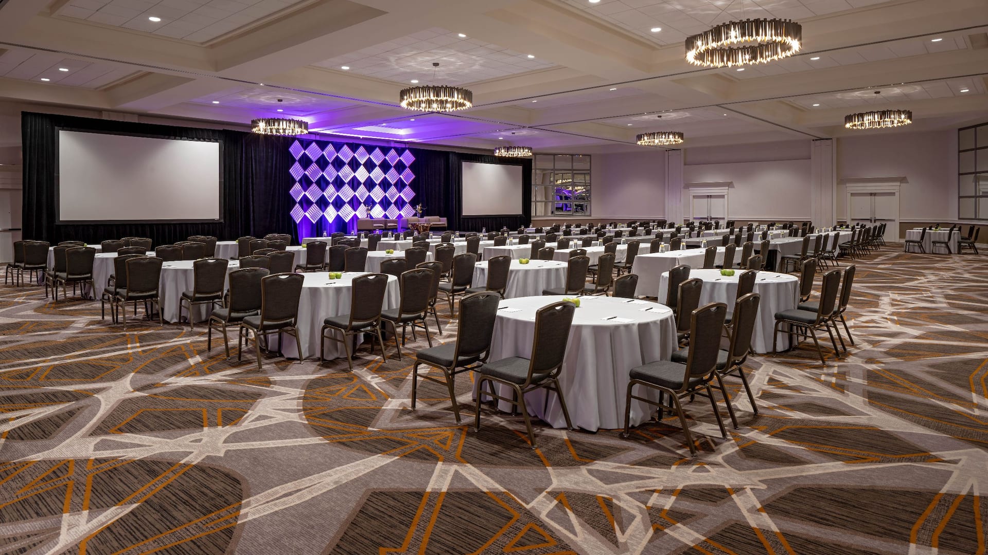 Hyatt Regency Denver Tech Center Ballroom Classroom Setup Purple