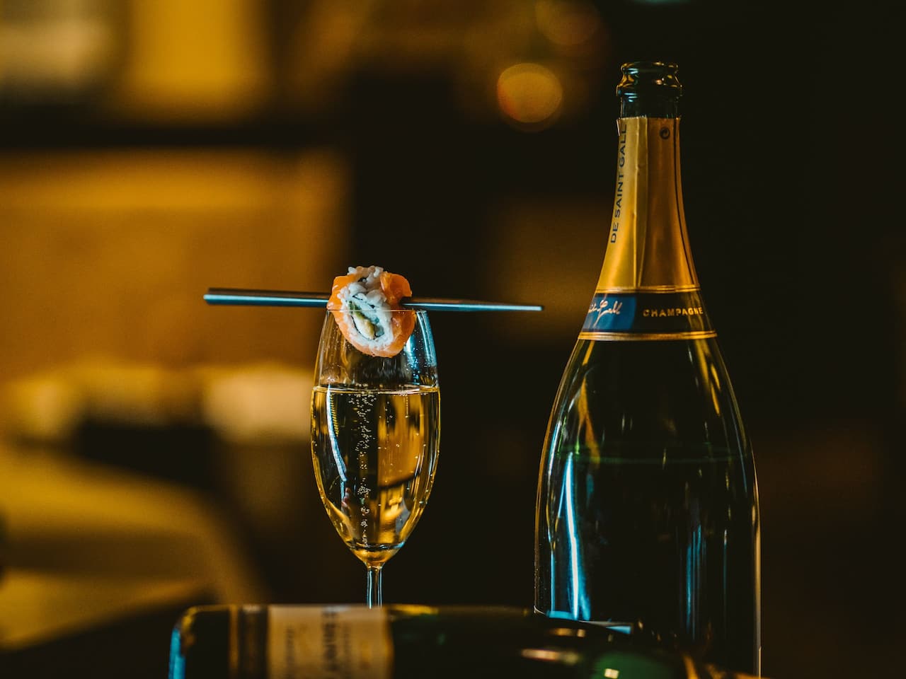 Sushi and champagne at Vox restaurant Sushi and champagne at Vox restaurant at Grand Hyatt Berlin