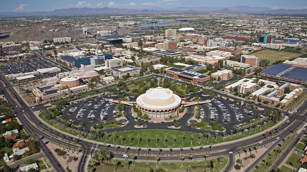 Aerial view of Arizona State University 