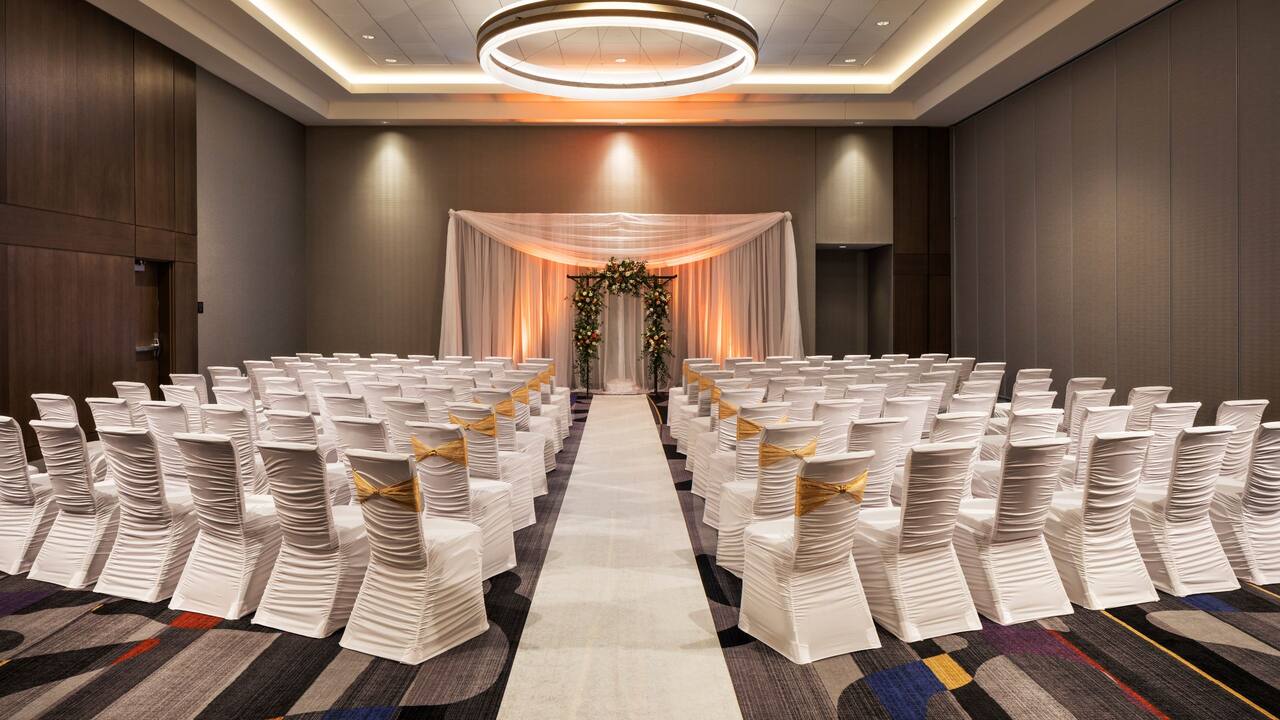 Central Station Grand Ballroom with wedding altar and ceremony seating