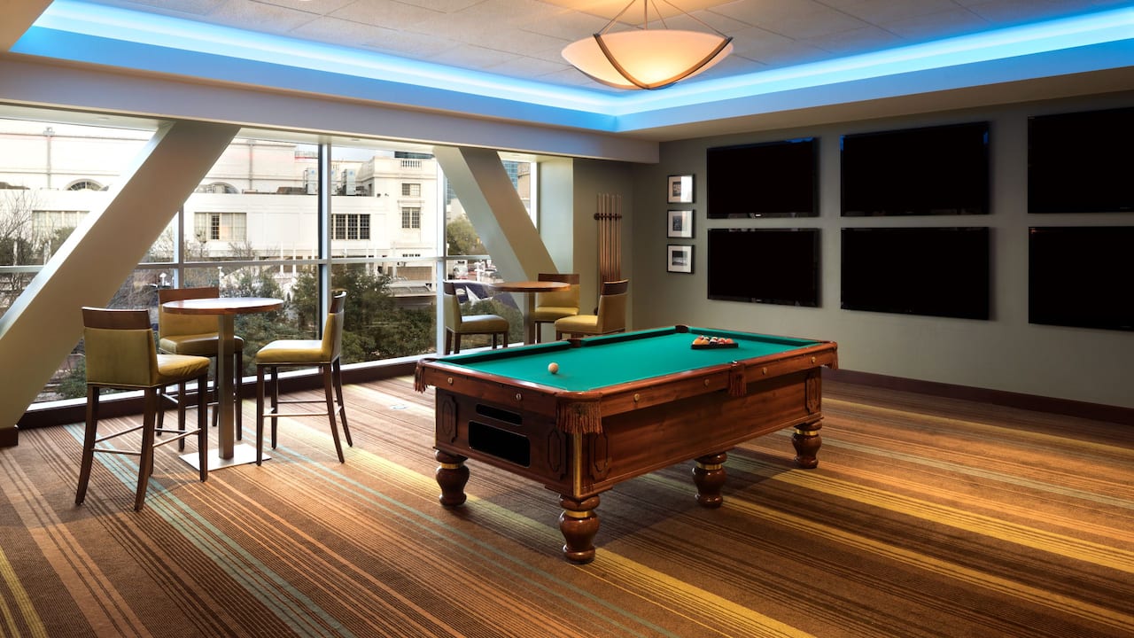 Pool table and entertainment space