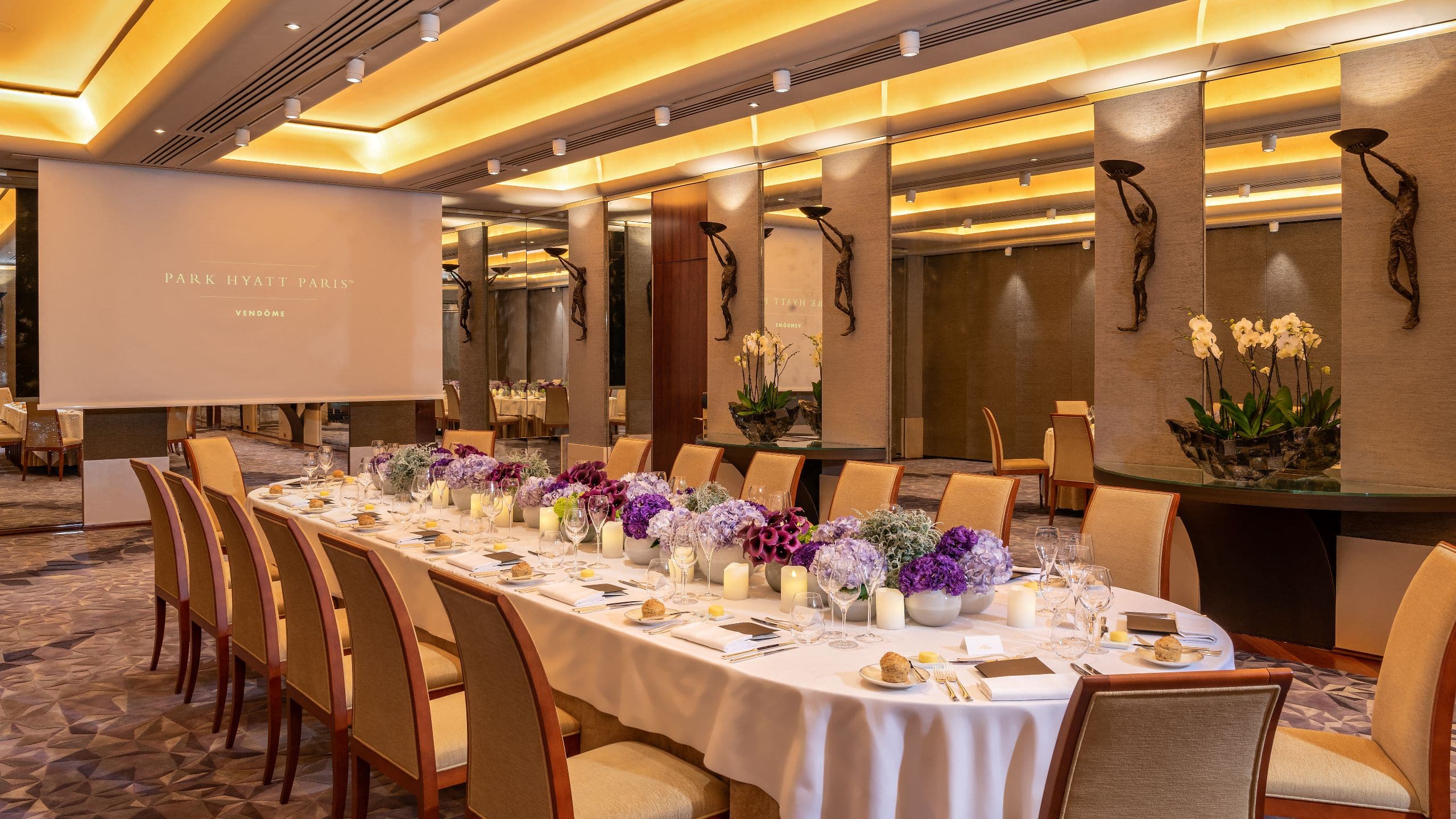4 of 5 Park Hyatt Paris-Vendôme Amethyst Dinner Set Up Projection Screen