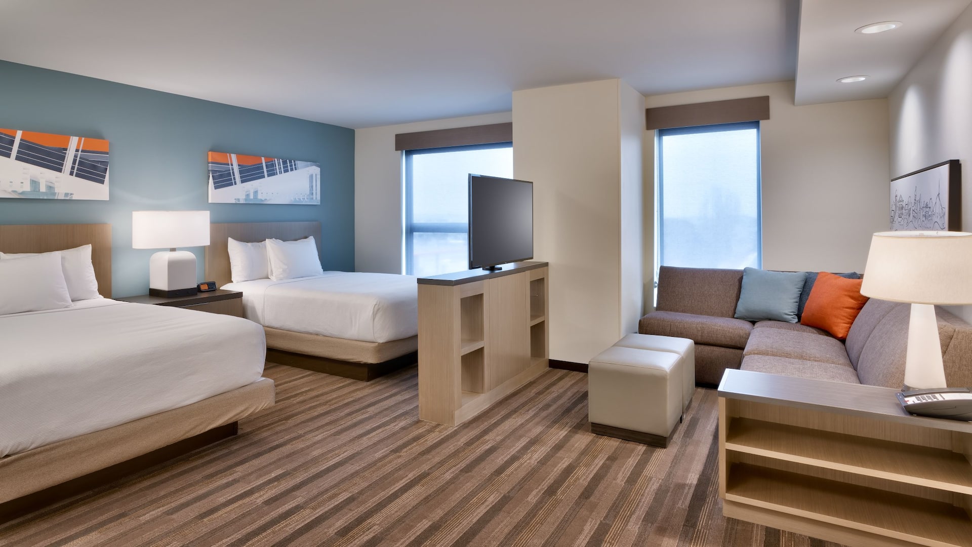 Hyatt House Provo / Pleasant Grove Studio Double Queen Living Room Bedroom