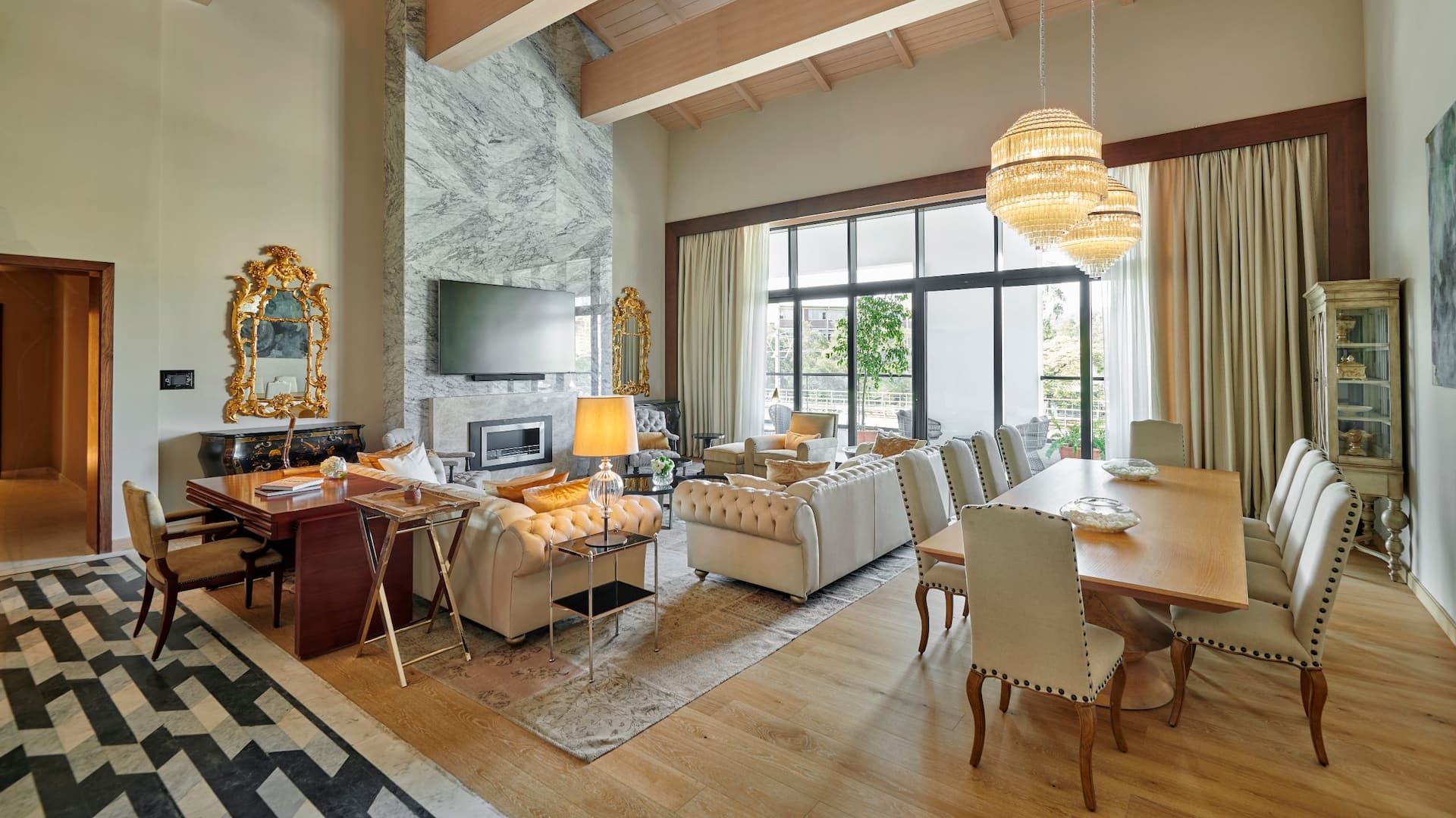 Spacious living room of the Royal Presidential Suite at Hyatt Regency Addis Ababa, showcasing luxurious furnishings and ambiance