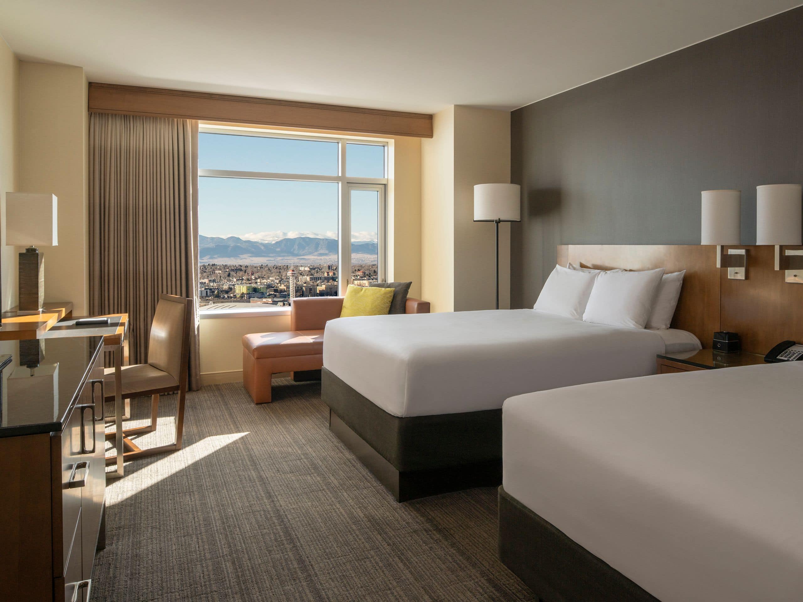 Downtown Denver hotel room with mountain view at Hyatt Regency Denver