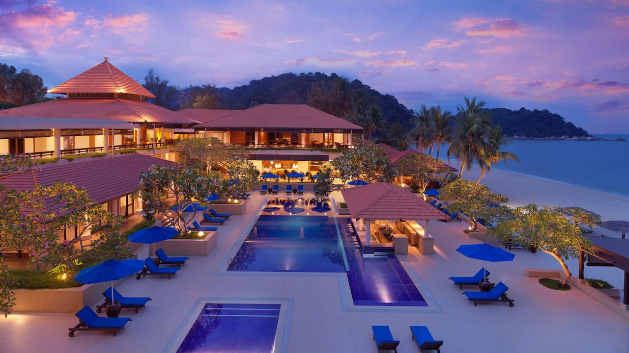 Hotel Swimming Pool and the Beach Resort Hyatt Regency Kuantan