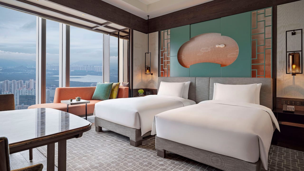 Two Twin Beds with Skyline View
