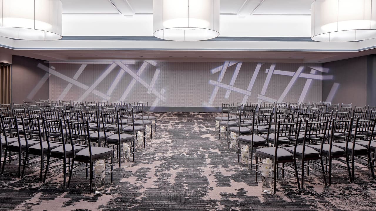 Magnolia event space set for a wedding ceremony