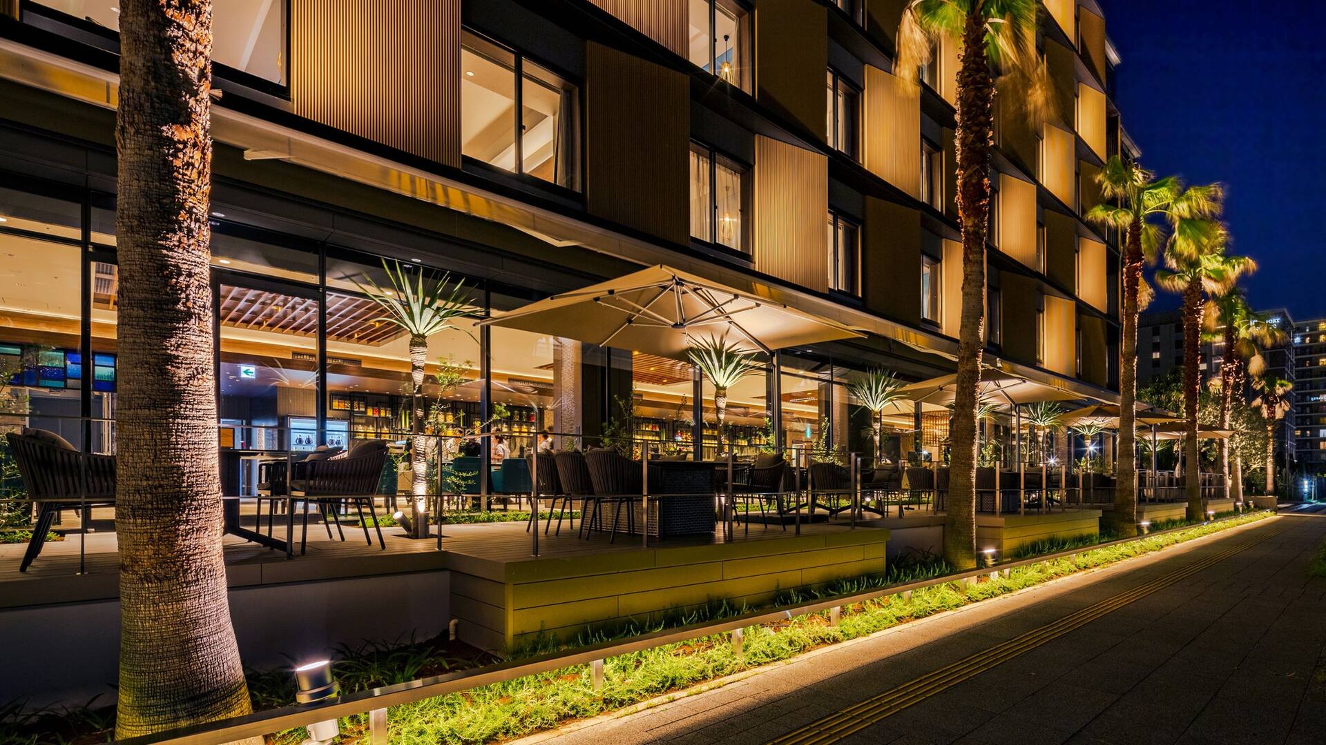 Lobby Kitchen Patio Night