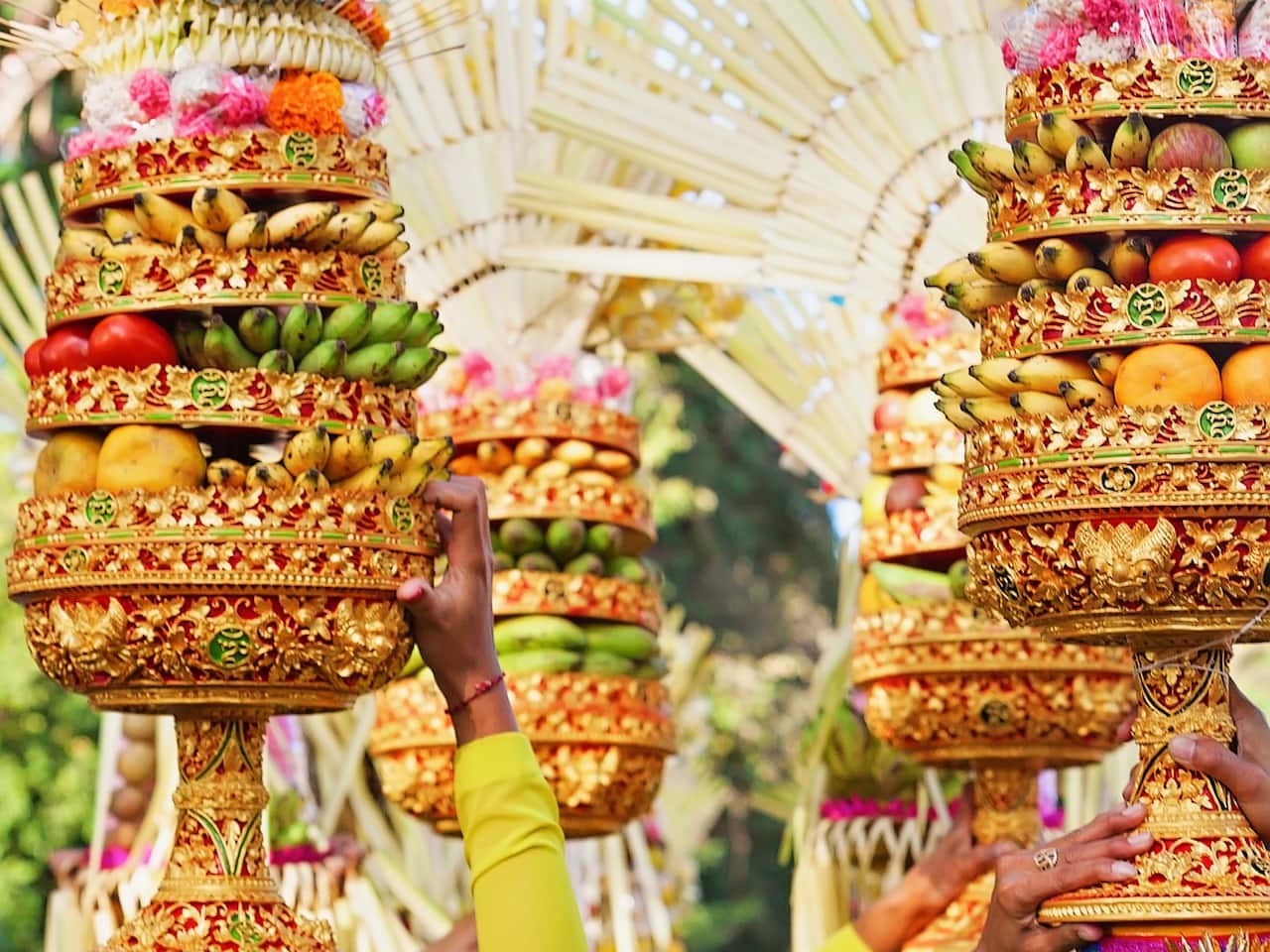 Balinese Women with Gebogan in Sanur