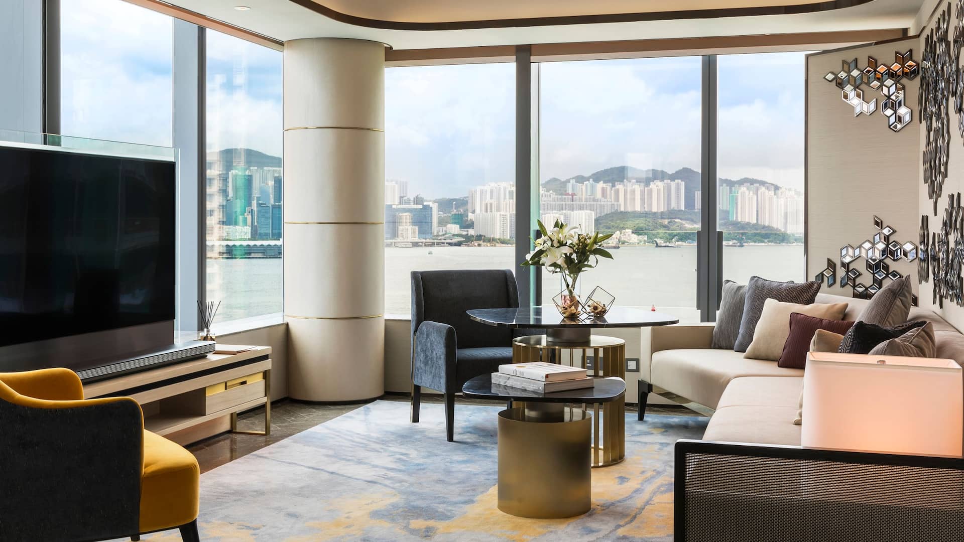 2 of 3 Hyatt Centric Victoria Harbour Hong Kong Harbour Suite Living Area