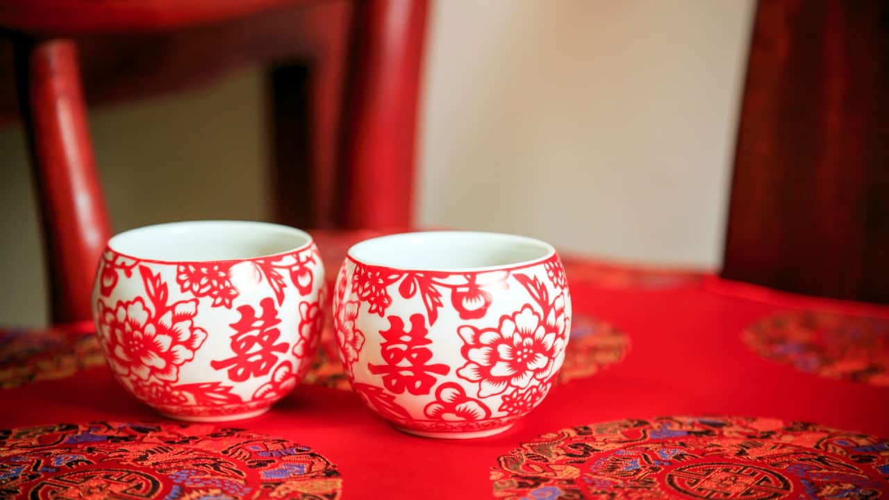 Wedding tea ceremony cups