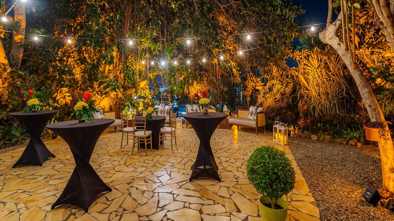 Tropical themed covered party venue
