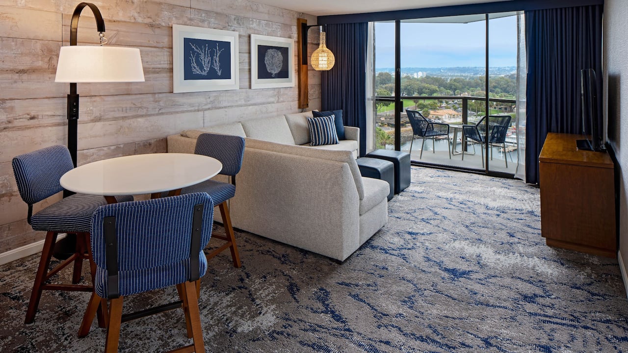 Corner suite of a Mission Bay hotel near Seaworld San Diego
