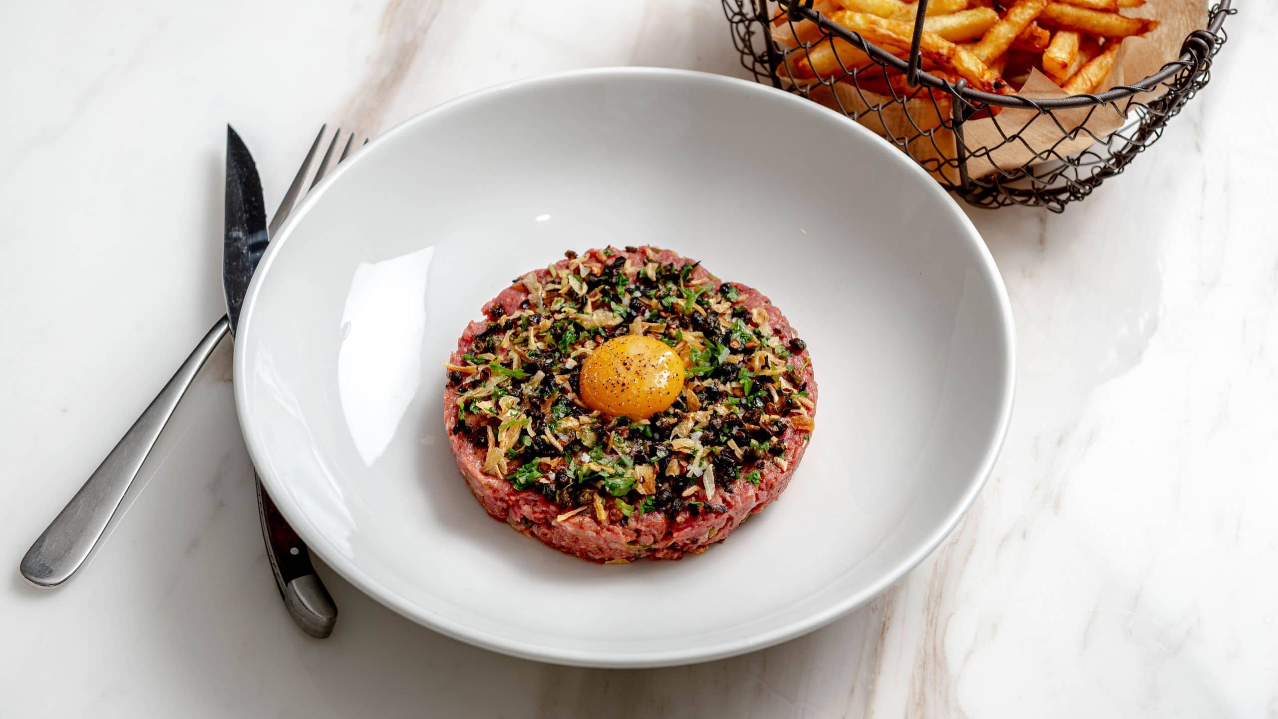 Hyatt Regency Paris Étoile Mayo Tartare and Fries