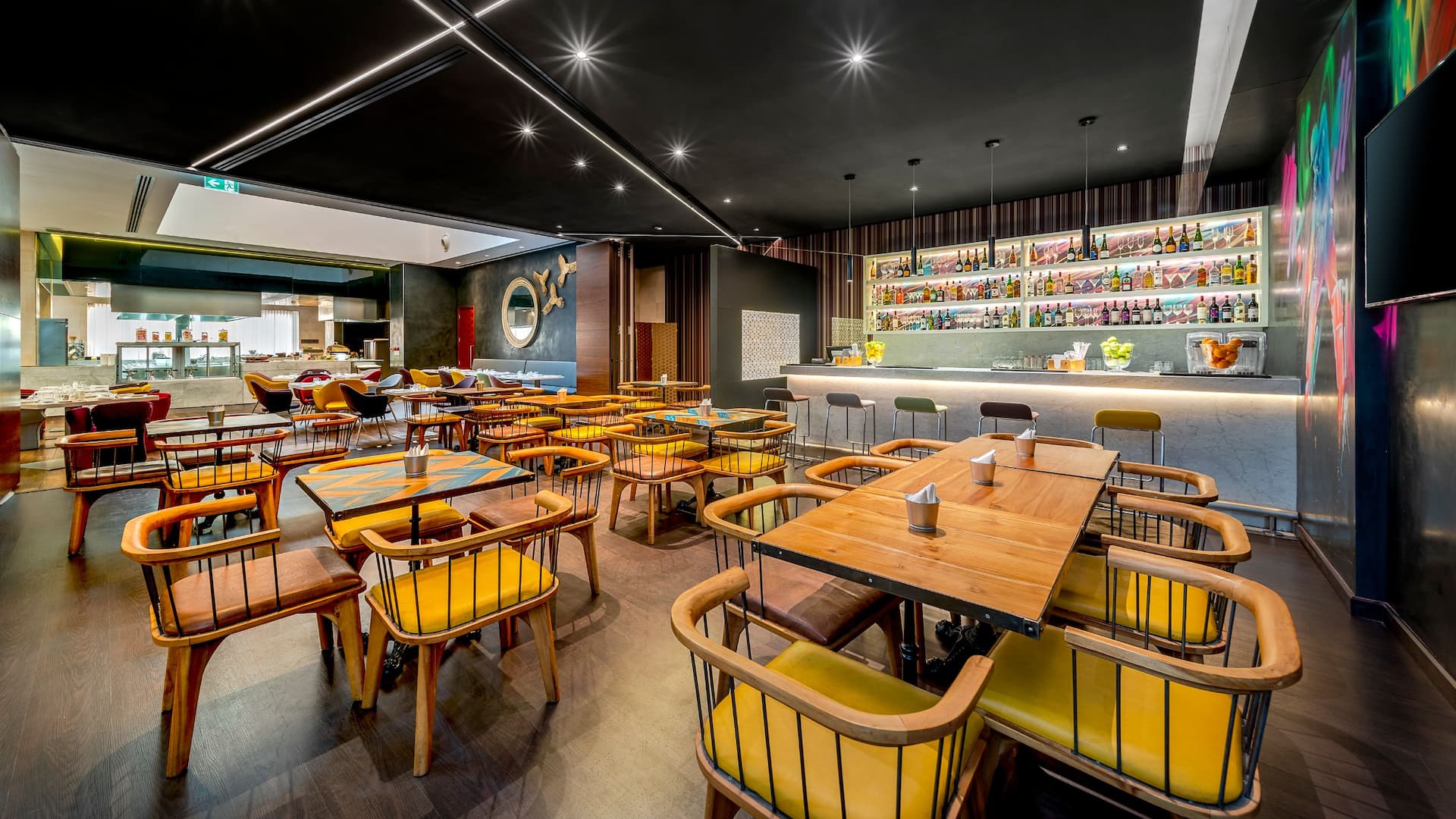 Hyatt Place Dubai Wasl District Bar Counter With Tables