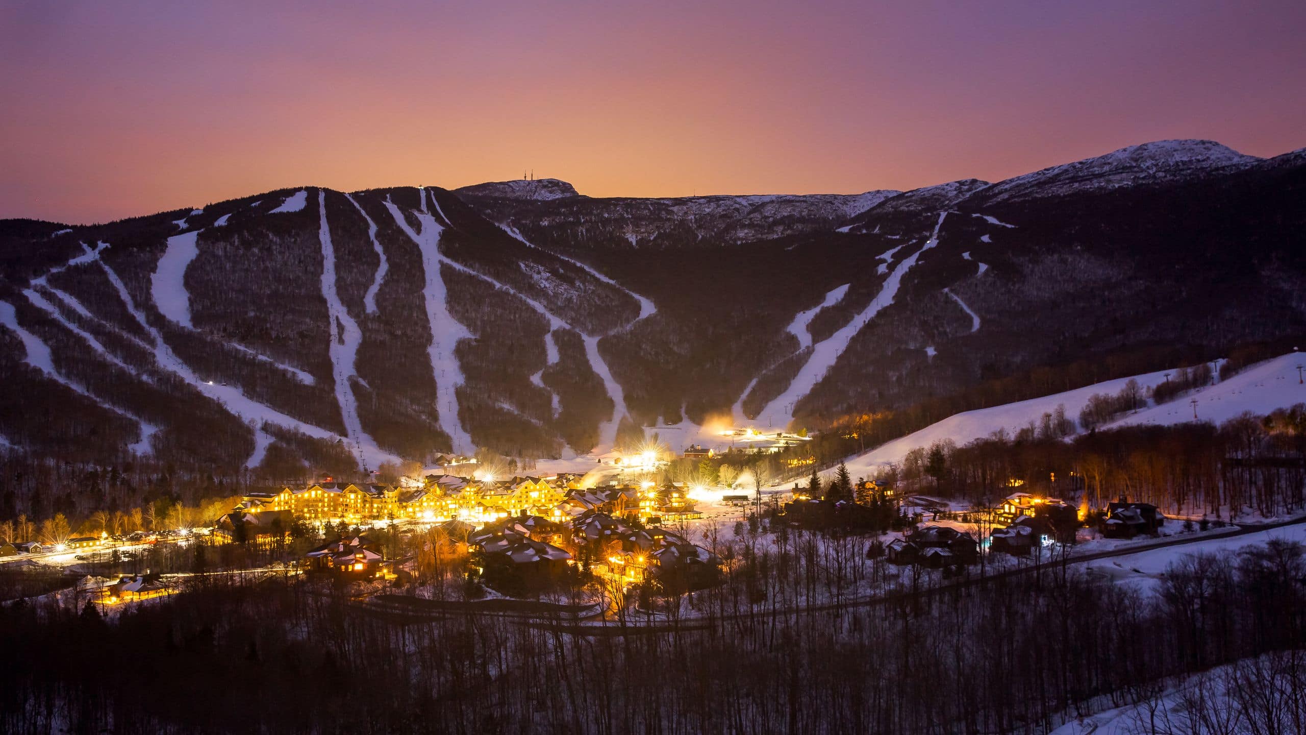 The Lodge at Spruce Peak Exterior Night