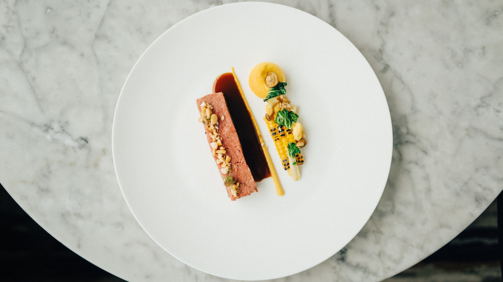 Glashaus Restaurant striploin with corn at Hyatt Regency Cologne