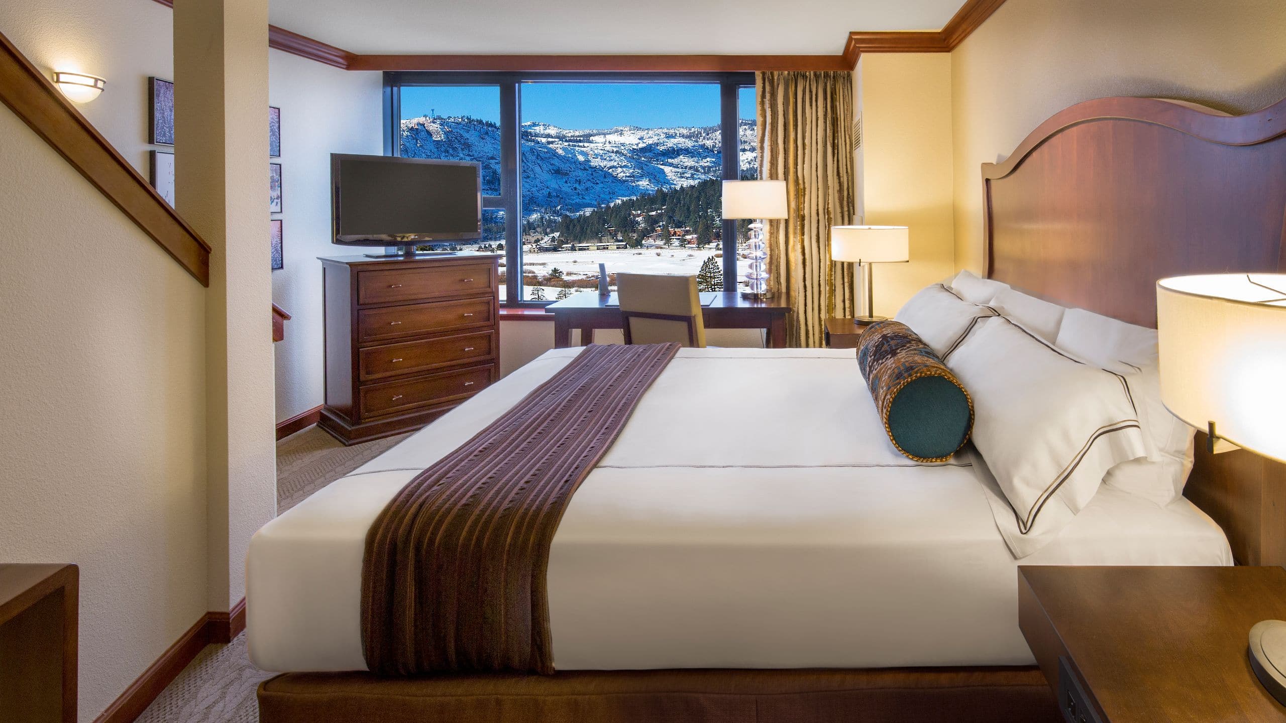 Resort at Squaw Creek Bi Level One Bedroom Fireplace Suite Living Room Bedroom