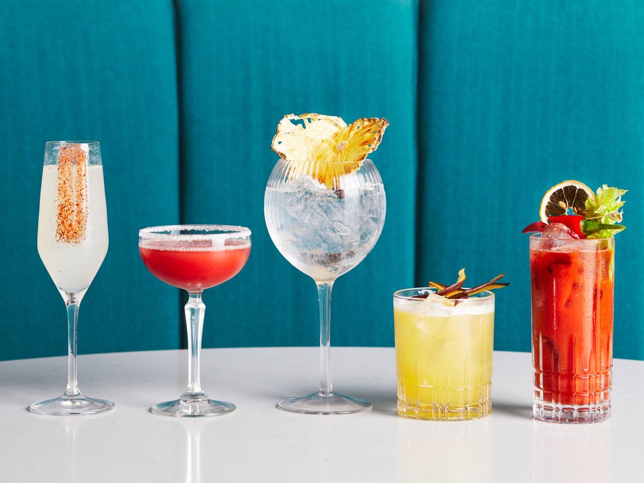 Line of cocktails at Hyatt Regency Manchester - Graduate Bar 