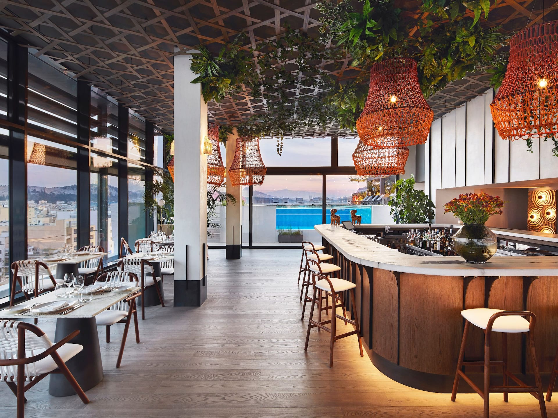 The sensational interiors of Interni Restaurant of Grand Hyatt, 5-star hotel with gourmet dining near Athens Acropolis.
