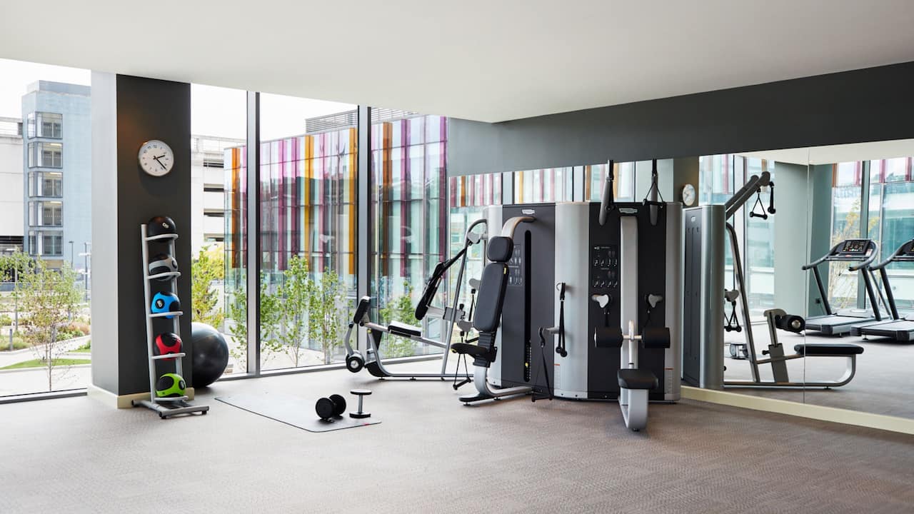 Gym with workout equipment Hyatt Regency Manchester