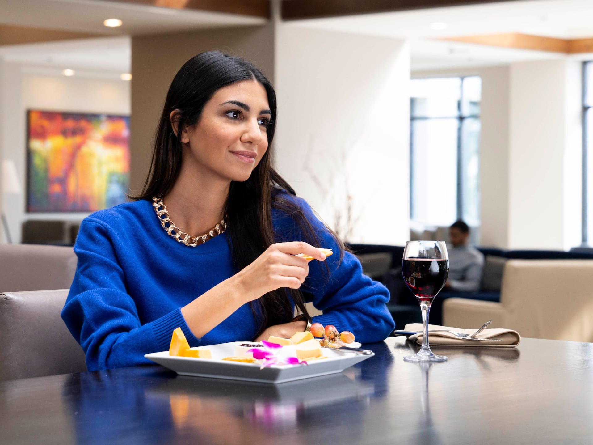 Hyatt Regency Lisle near Naperville Woman Wine Appetizers