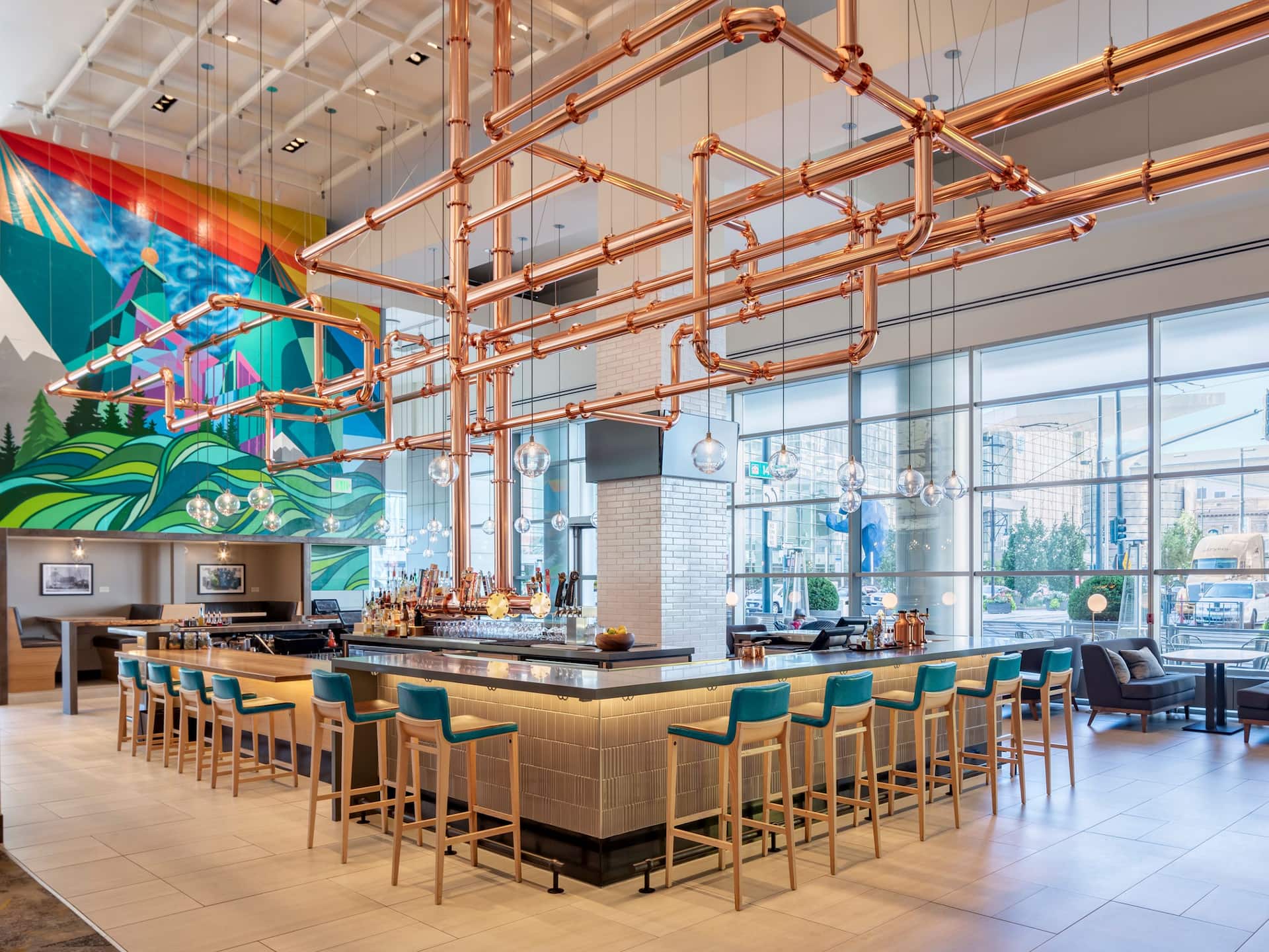 Hyatt Regency Denver at Colorado Convention Center FS Bar Turquoise Chairs