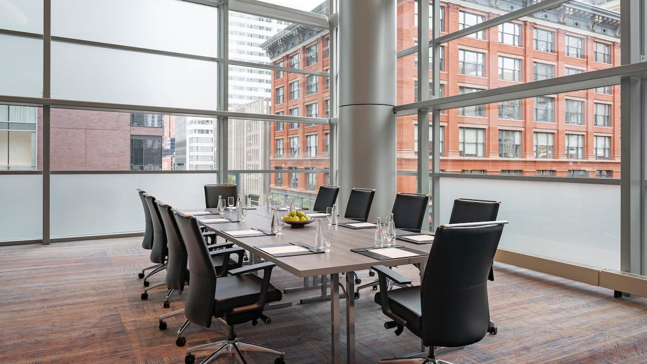 Silver Room with conference table and city views