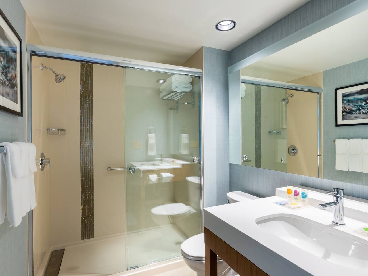 Two Queen Beds guest bathroom with walk-in shower