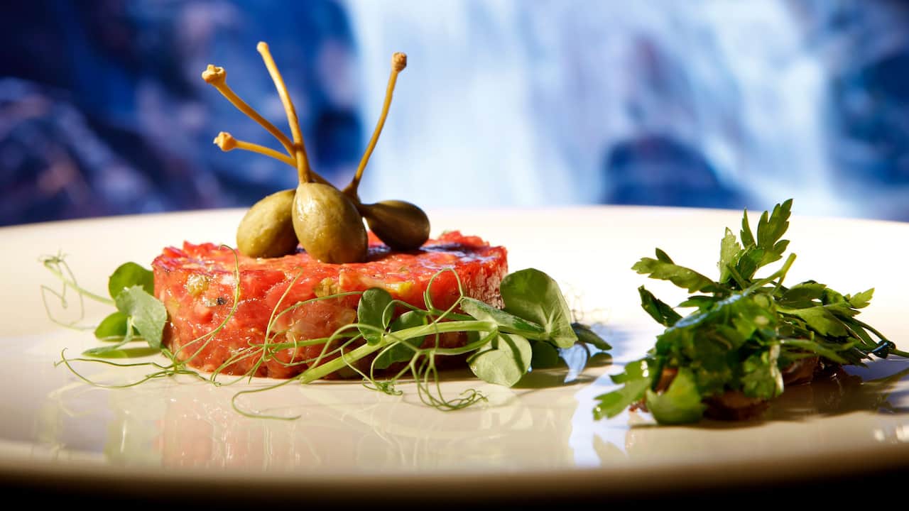 Steak Tartar served at La Manzana restaurant at our Hyatt Regency Hesperia Madrid hotel.