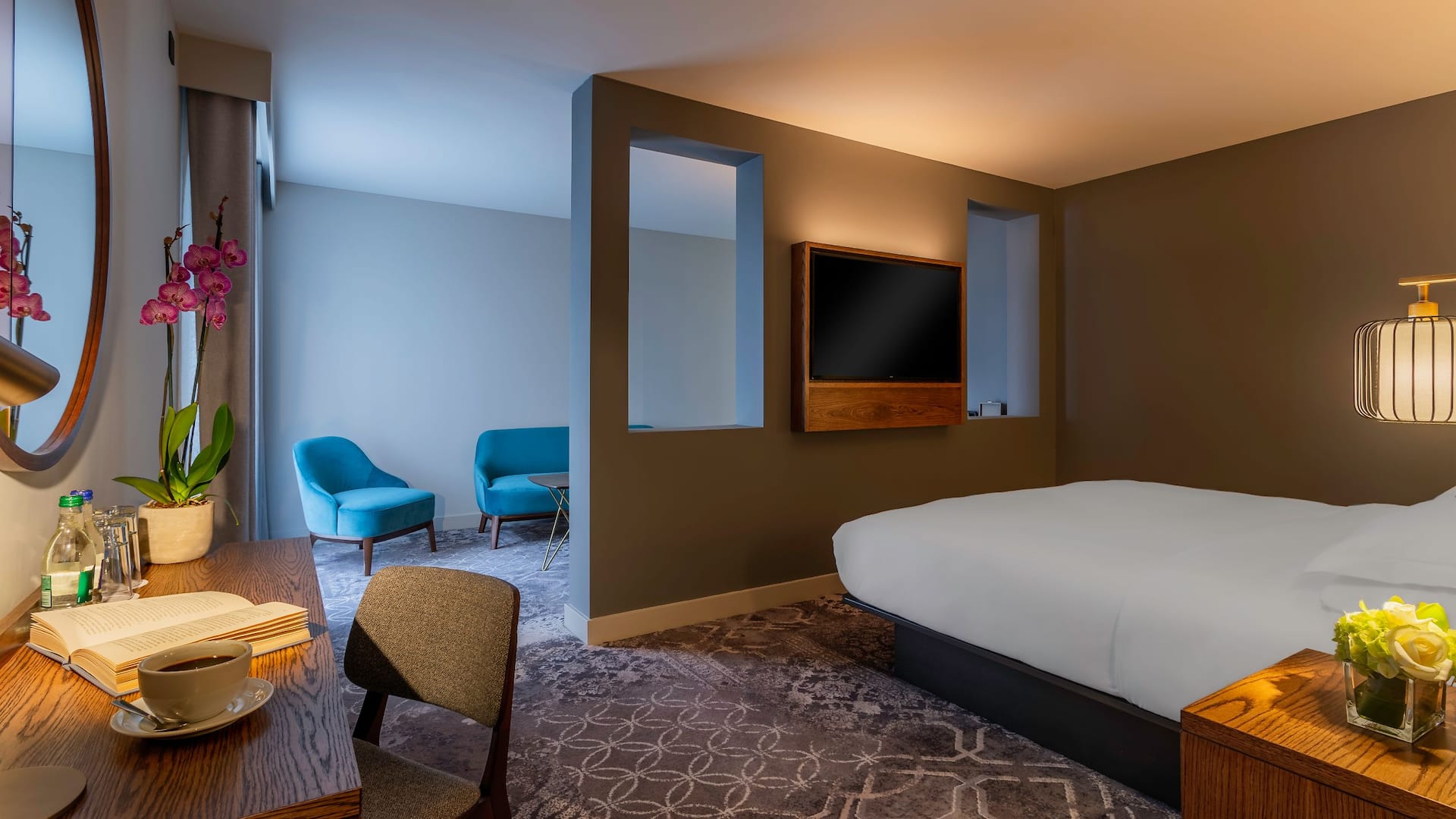 1 of 2 A picture of our comfortable Dublin King Suite Bedroom.