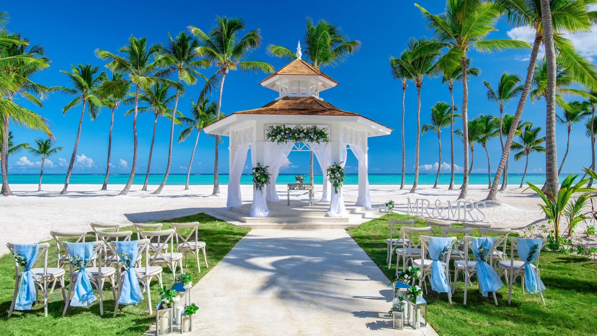 Wedding setup on resort beachfront