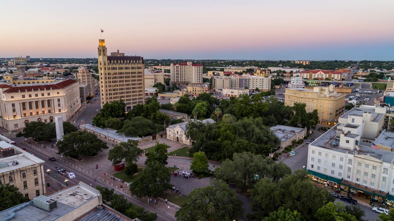 Aerial view of The Alamo