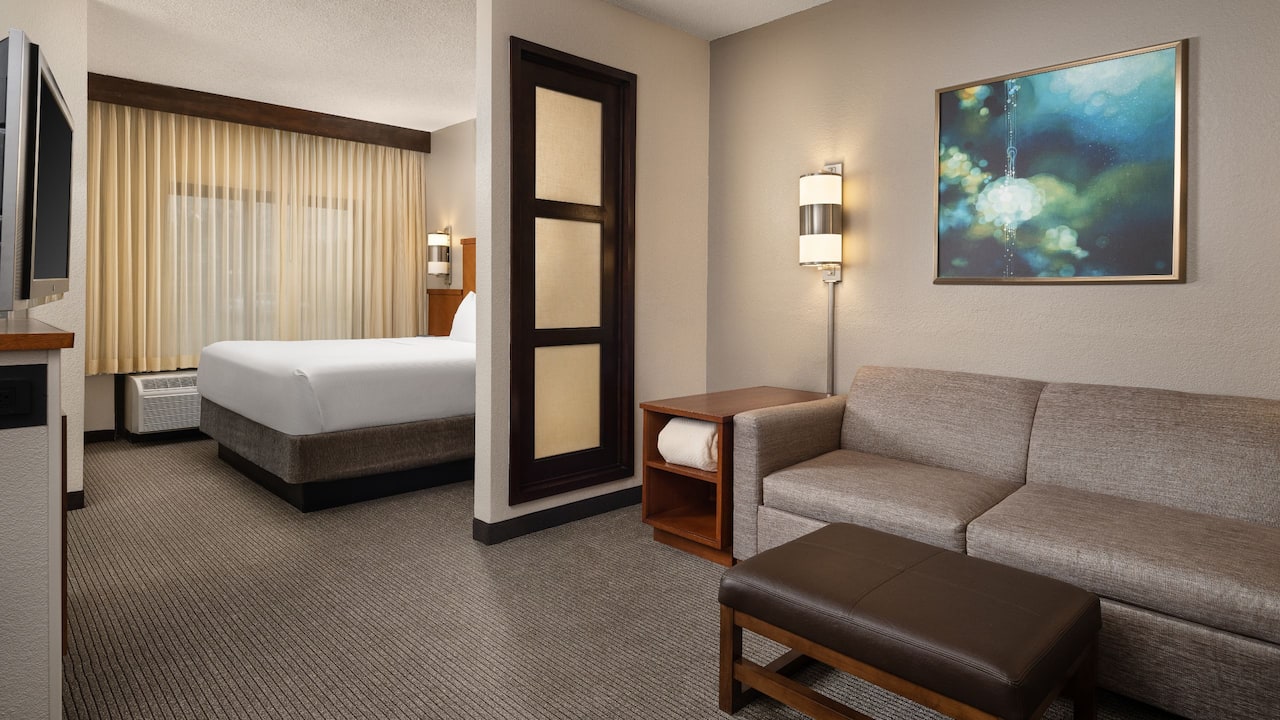 ADA-compliant hotel room with one king bed and a couch near Tuttle Crossing Mall at Hyatt Place Columbus/Dublin