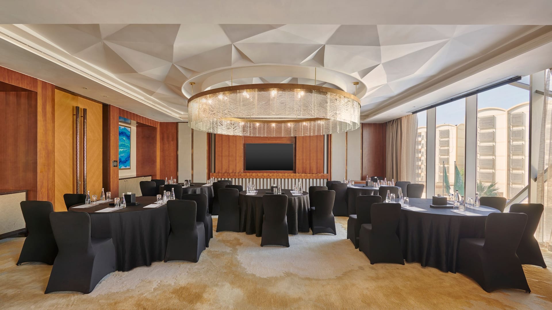 4 of 6 Hyatt Regency Riyadh Olaya Al Mas Meeting Space Round Table Setup