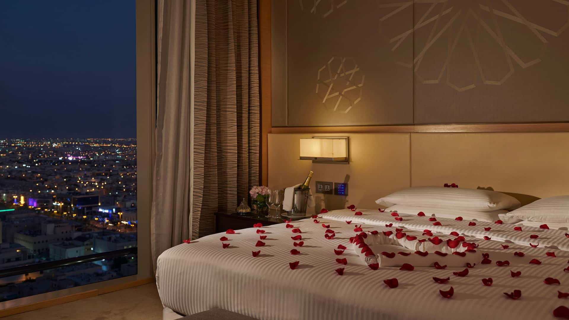 Hyatt Regency Riyadh Olaya Regency Suite Bedroom Honeymoon Setup