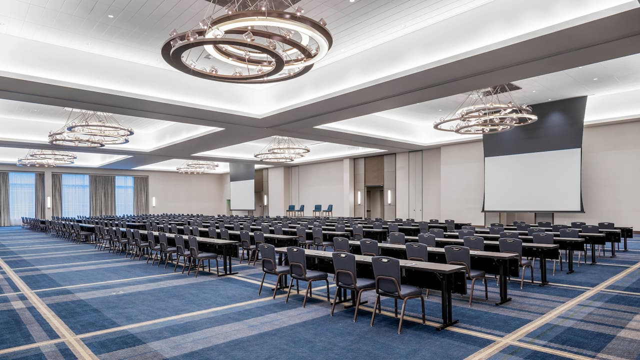 Large meeting room, Regency Ballroom, theater setup with projectors