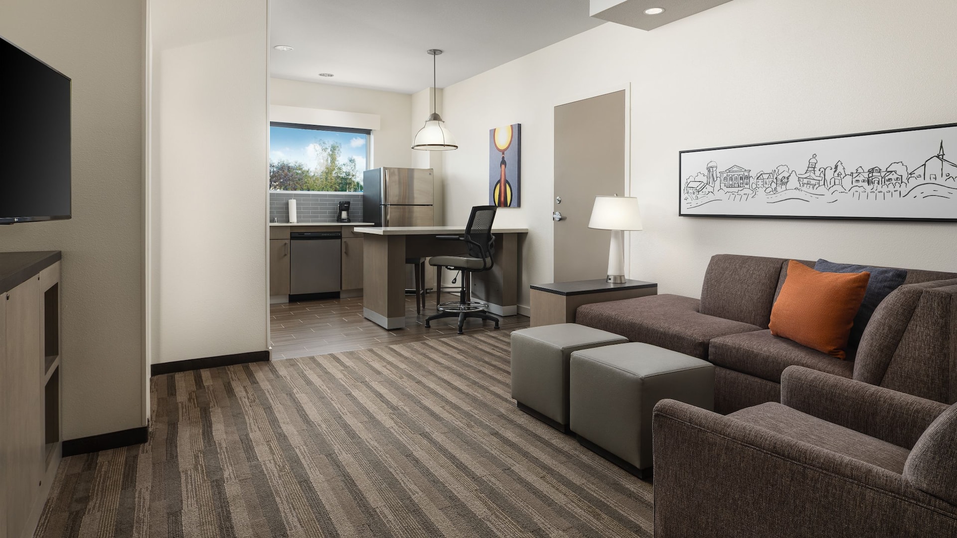 Hyatt House San Jose Airport One Bedroom Living Room Kitchenette