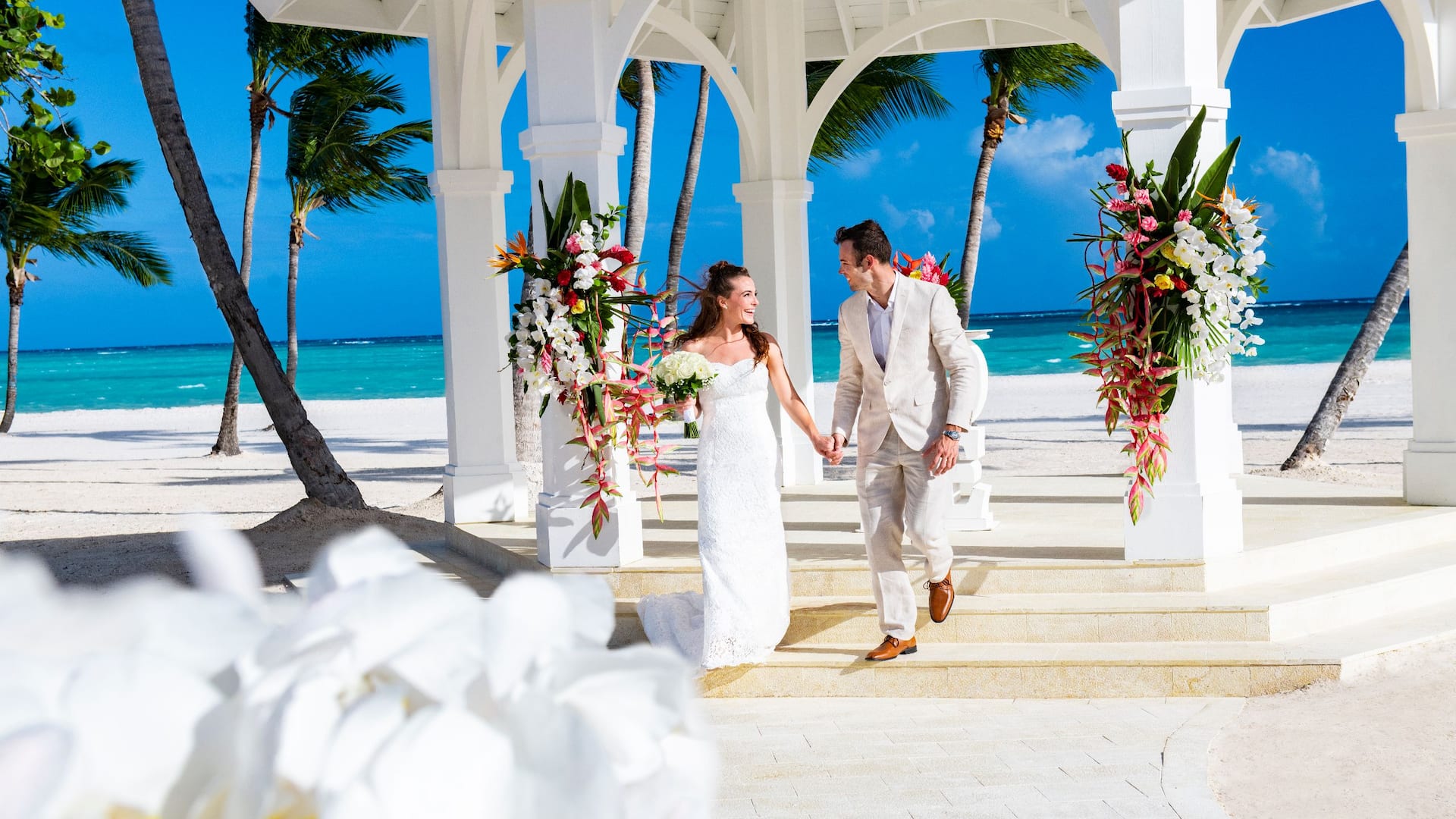 Wedding setup on resort beachfront