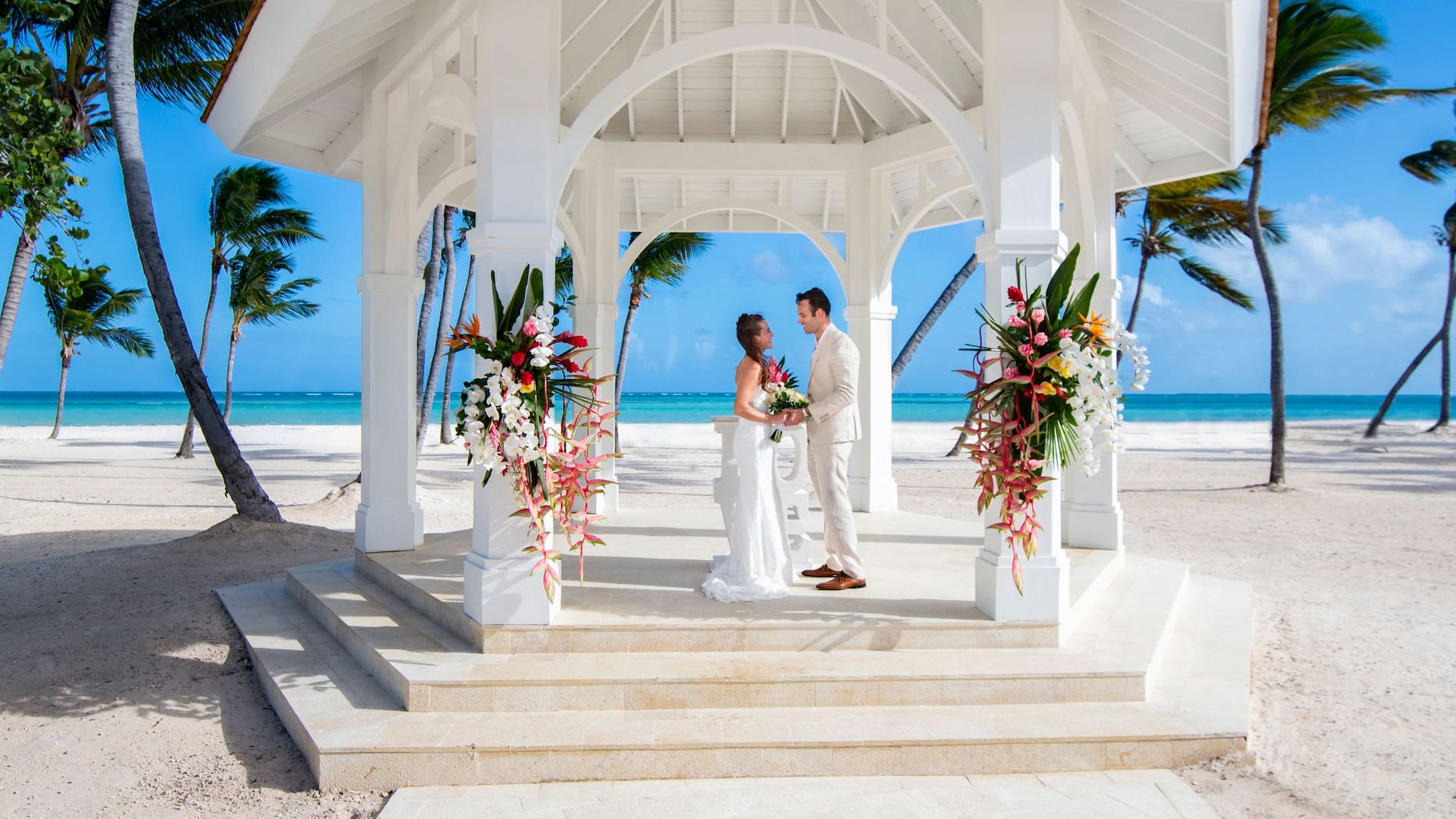 Wedding setup on resort beachfront Cap Cana 