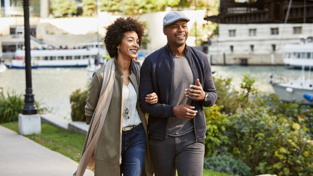 Couple Walking Urban Setting