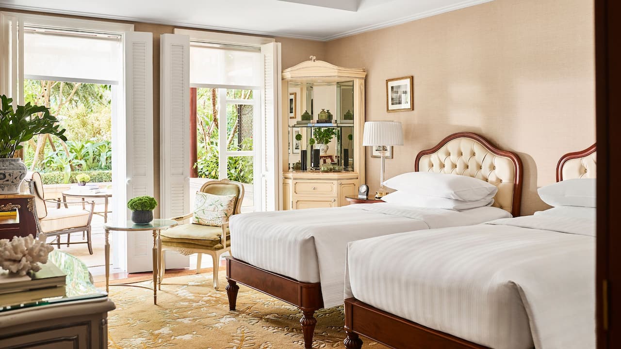 Deluxe Room, spacious luxury hotel rooms, 2 twin beds & a private terrace, Park Hyatt Saigon