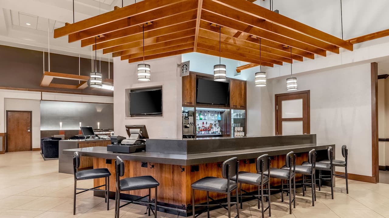 Hyatt Place Charlotte Airport / Tyvola Coffee to Cocktails Bar with Barstool Seating near Charlotte Airport
